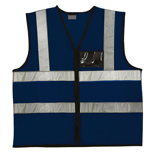 Hi Viz Reflective Safety Vest c w Zip ID Pouch Navy Totalguard