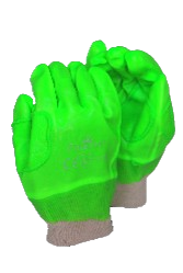 Lime PVC Safety Gloves - Knit Wrist - Smooth Palm - Wrist