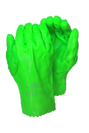 Lime PVC Safety Gloves - Open Cuff - Smooth Palm - Wrist