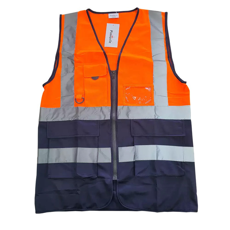 Two-Tone Signaling Vest c/w Zip & ID Pouch - Lime/Navy & Orange/Navy