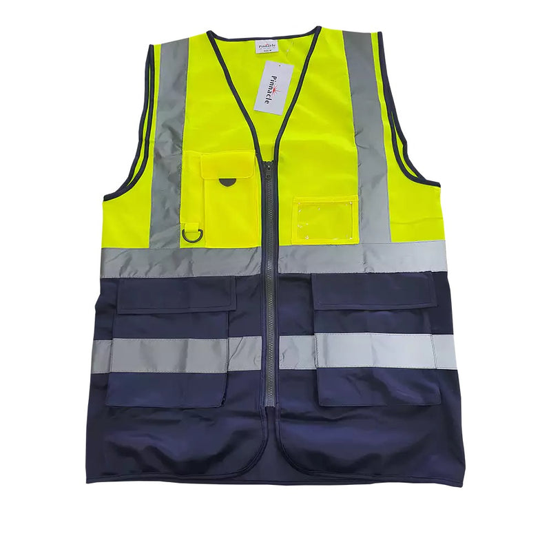 Two-Tone Signaling Vest c/w Zip & ID Pouch - Lime/Navy & Orange/Navy