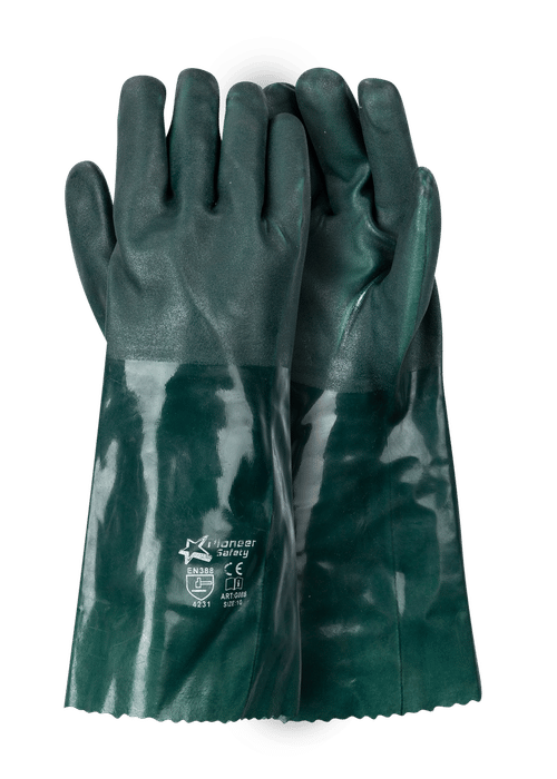 Green Double Dipped Jersey Liner Glove-PPE Gloves