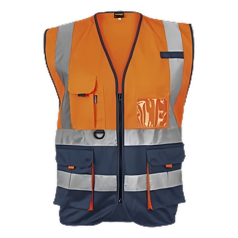 Hi-Viz Reflective Two-Tone Orange/Navy with ID Pouch-workwear