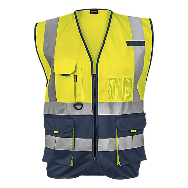 Hi-Viz Reflective Two-Tone Lime/Navy with ID Pouch reflective vests
