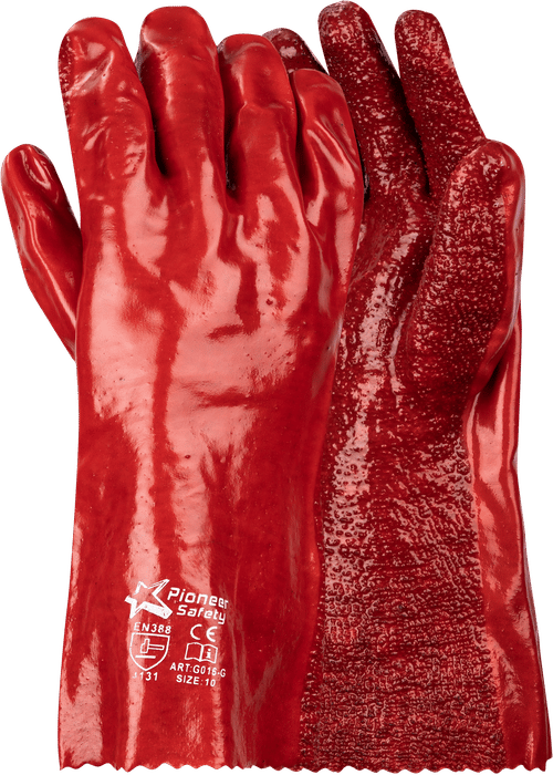 35cm Red PVC Open cuff Terrycloth palm glove-hand protection-ppe