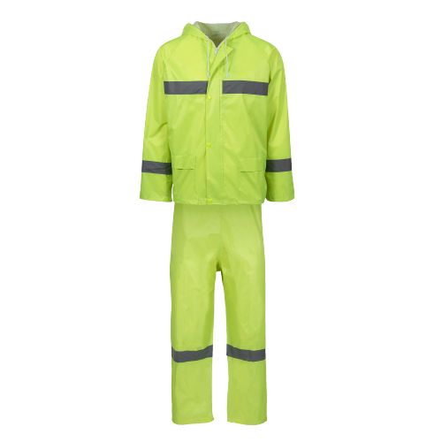 Pioneer Rubberized Rainsuit c/w Reflective Tape - Lime