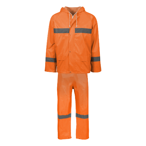 Pioneer Rubberized Rainsuit c/w Reflective Tape - Orange