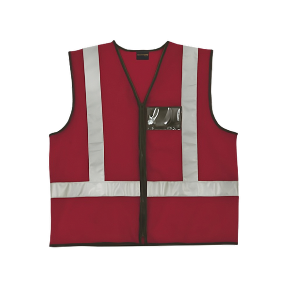 Hi Viz - Reflective Safety Vest Red with ID Pouch-workwear