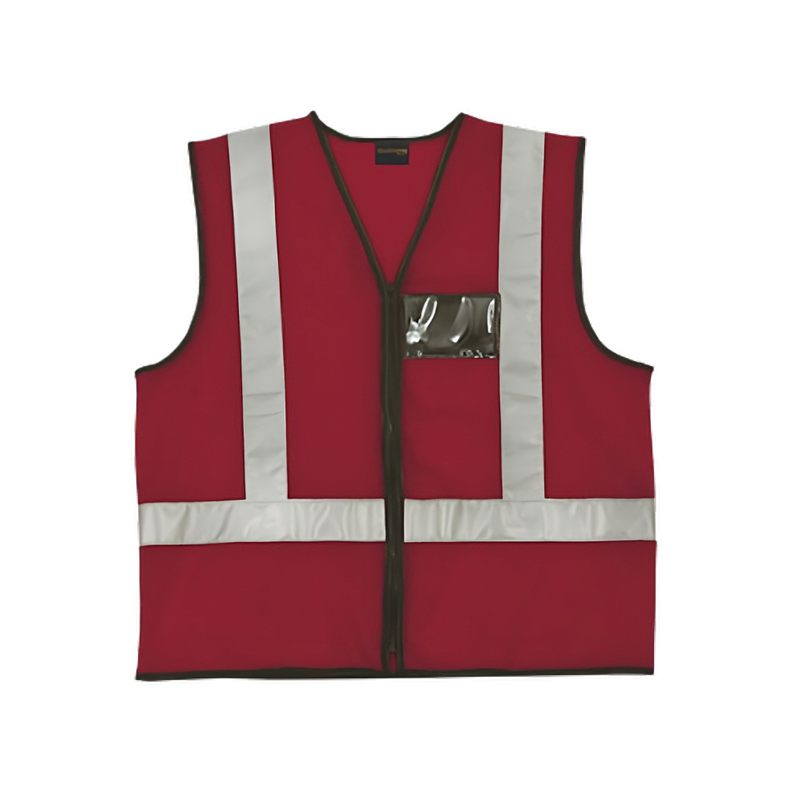 Hi Viz - Reflective Safety Vest Red with ID Pouch-workwear