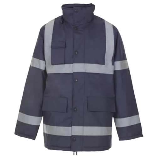 Hi-Viz Reflective Safety Parka Jacket - Navy