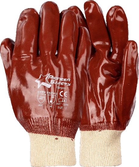 Gorgon Brown Heavy Duty PVC Knit Wrist Glove-Hand Protection