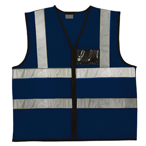 Hi-Viz Reflective Safety Vest c/w Zip & ID Pouch - Navy