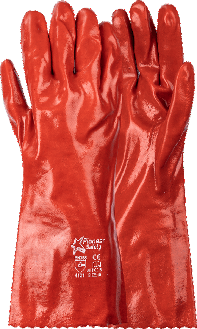 Red PVC long open cuff glove-Hand Protection