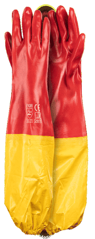Red PVC Safety Gloves Tapered Cuff-Hand Protection